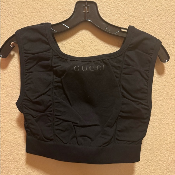 New Authentic Gucci GG Logo Cropped Top Black Size L - Picture 5 of 9